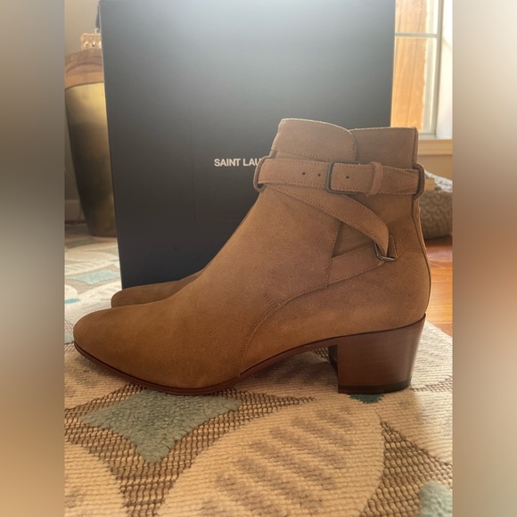 Saint Laurent Suede Ankle Boots - Booties - Tan - Size 39 Womens - Brand NIB - Picture 7 of 14